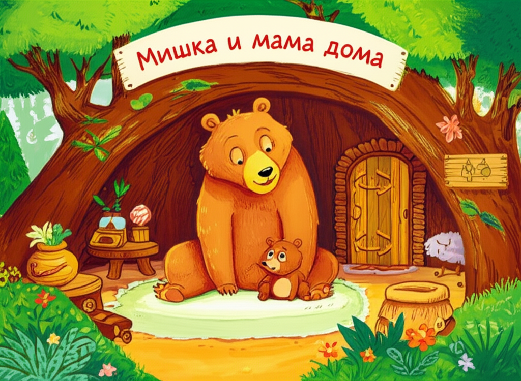 Мишка и мама дома